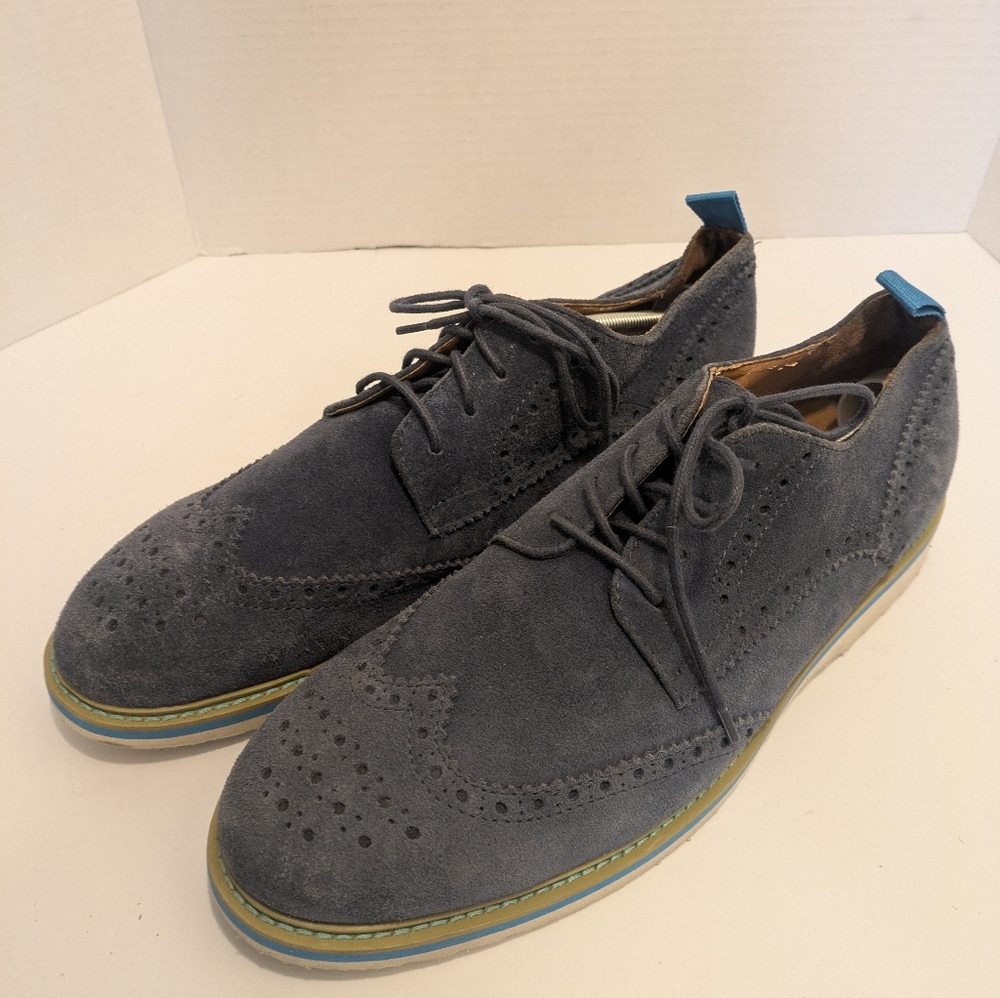 Kenneth Cole Reaction Blue Suede Wingtip Oxford/Casual Shoes Sz. 11.5